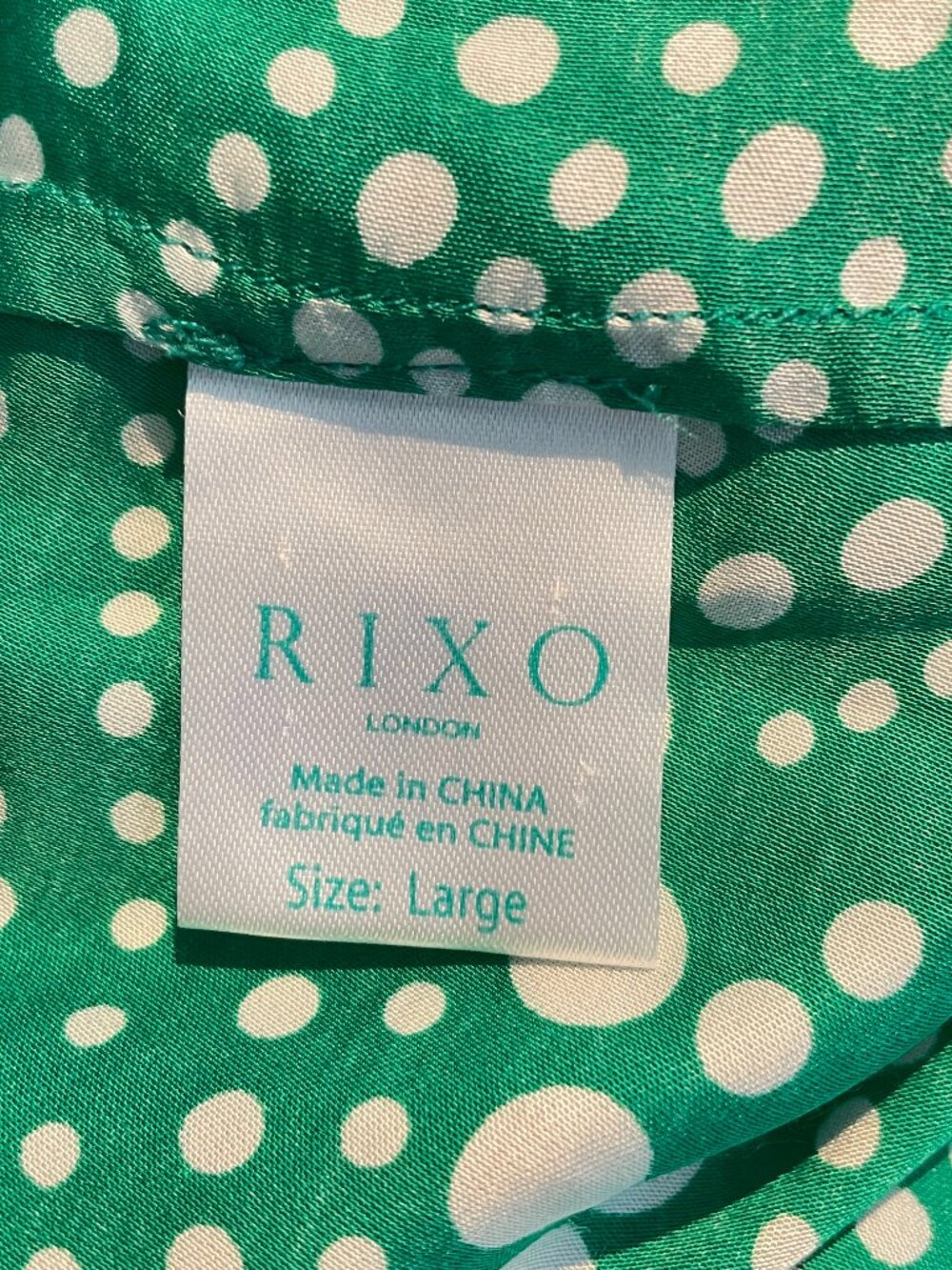 RIXO Laura Green Polka Dot Viscose Crepe Button Front Mini Dress L - Picture 10 of 12